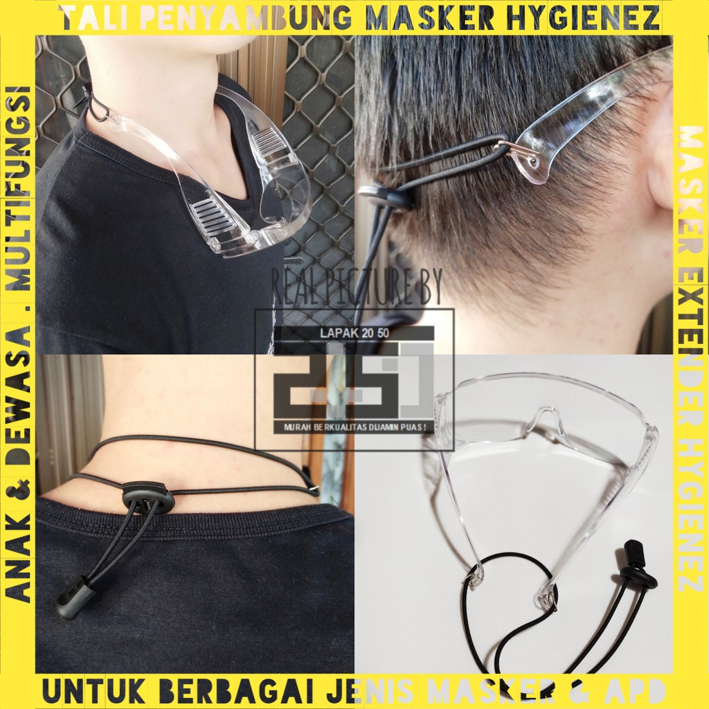 MASKER EXTENDER TALI MASKER HYGIENEZ PREMIUM KOREA PRIA WANITA DEWASA ANAK KONEKTOR HIJAB HITAM