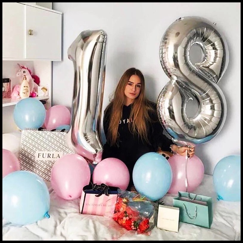 Balon foil Angka Jumbo / Balon Foil Silver /Balon Foil Angka Ulang Tahun