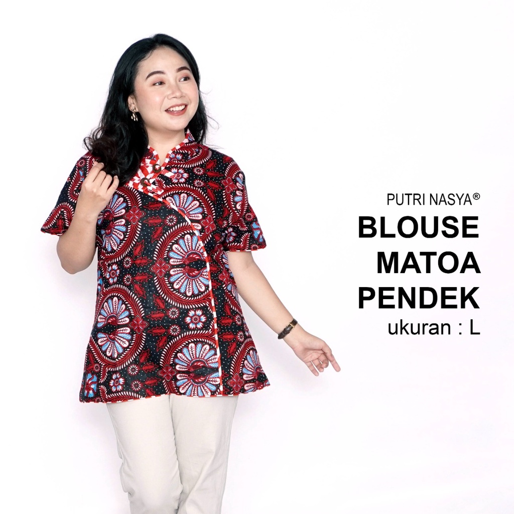 Blouse Big Size Wanita Atasan Batik Lengkap S-M-L-XL-2L-3L-4L-5L-6L-7L Model Blus Jumbo Kerja Batik / Pakaian Batik LD 140 Kekinian / Blus Kantor Kemeja Batik Wanita Model Seragam