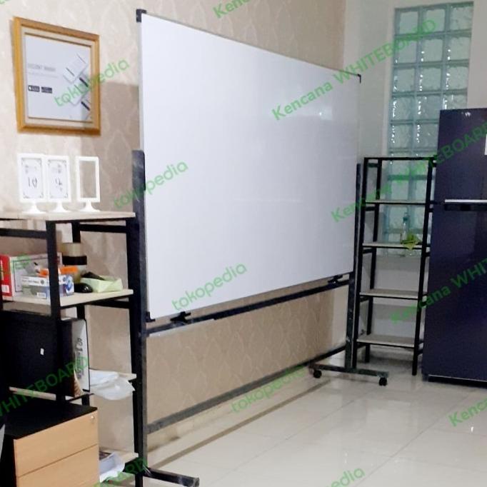 

Papan Tulis Double Face 120 240 CM Magnetik + Standing Roda
