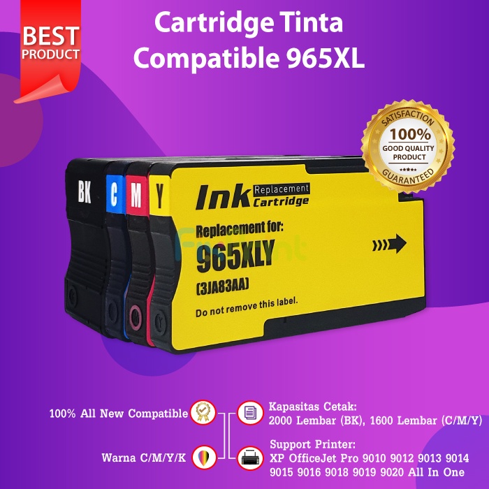 Cartridge Tinta Compatible 965XL 965 Black Cyan Magenta Yellow