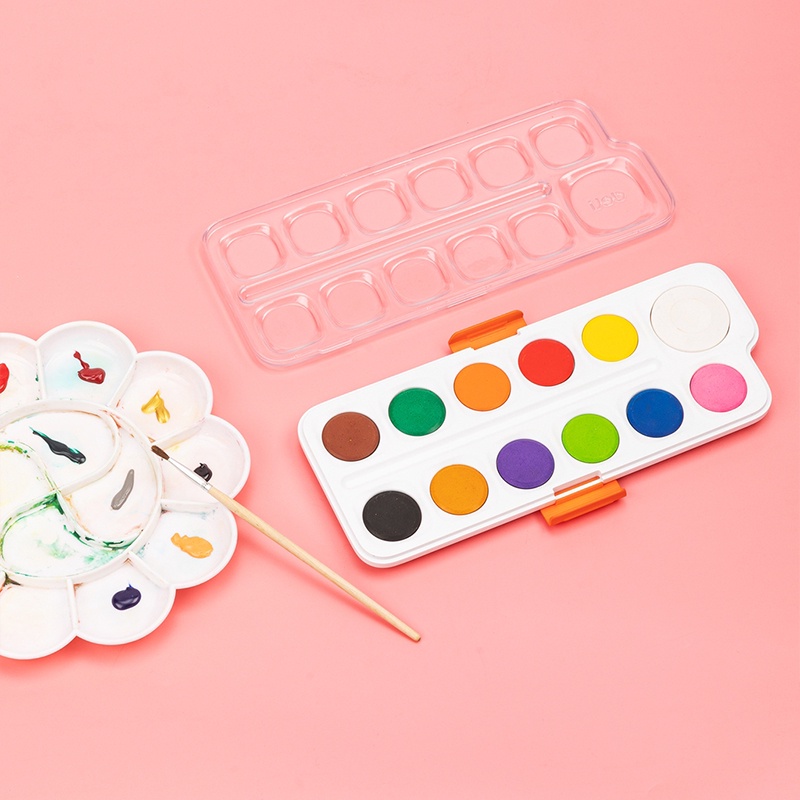Deli Cat Air Dengan Kuas Cat Air Lukis Set Cat Air Anak 8/12/21 Warna Kemasan Kotak  Warna Air Watercolor Painting