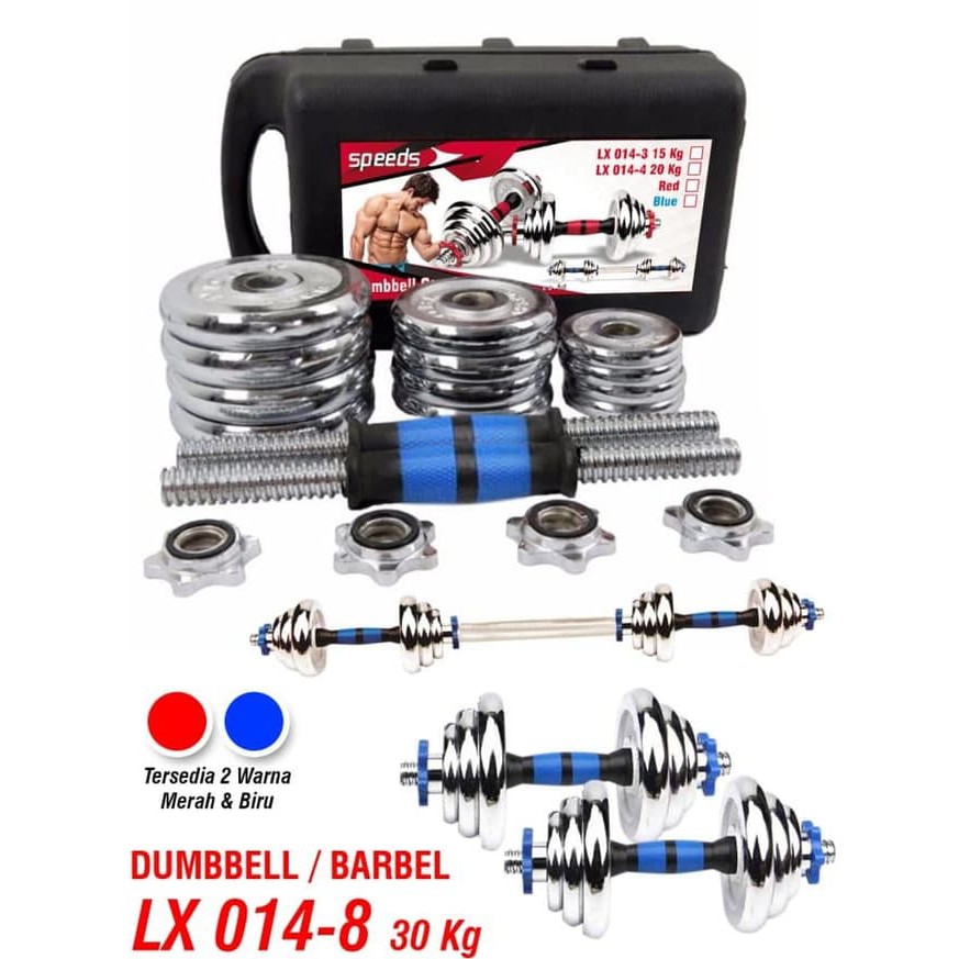 Dumbel Barbel Set Max 30kg Tiang Angkat Beban Besi 30 Kg 014-8 + Box