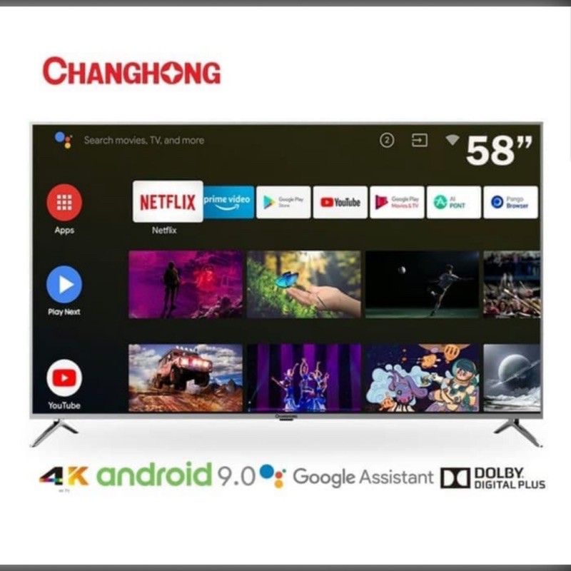 LED Tv Changhong 58 inch smart android UHD 4k 58H7 khusus Medan