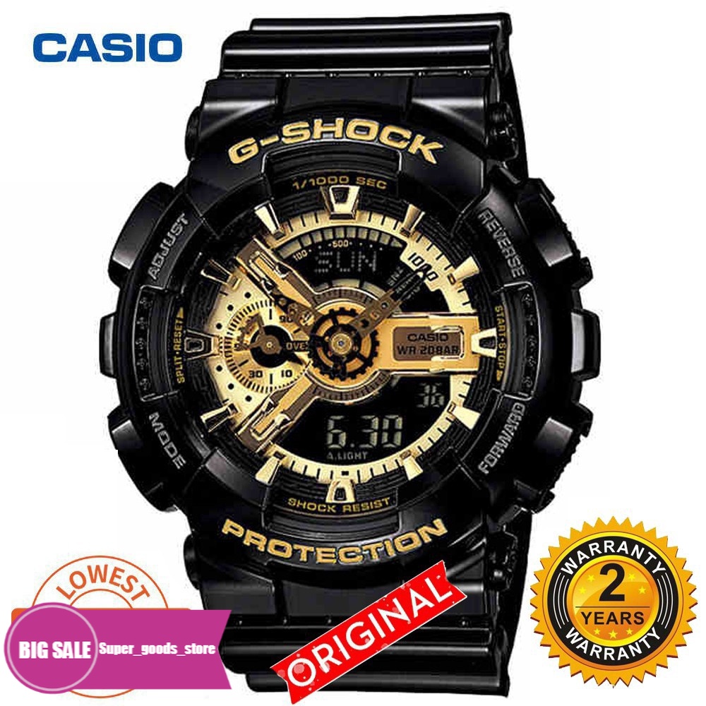 Jam Tangan Pria G-SHOCK Black Gold GA110 Series Waterproof Watch