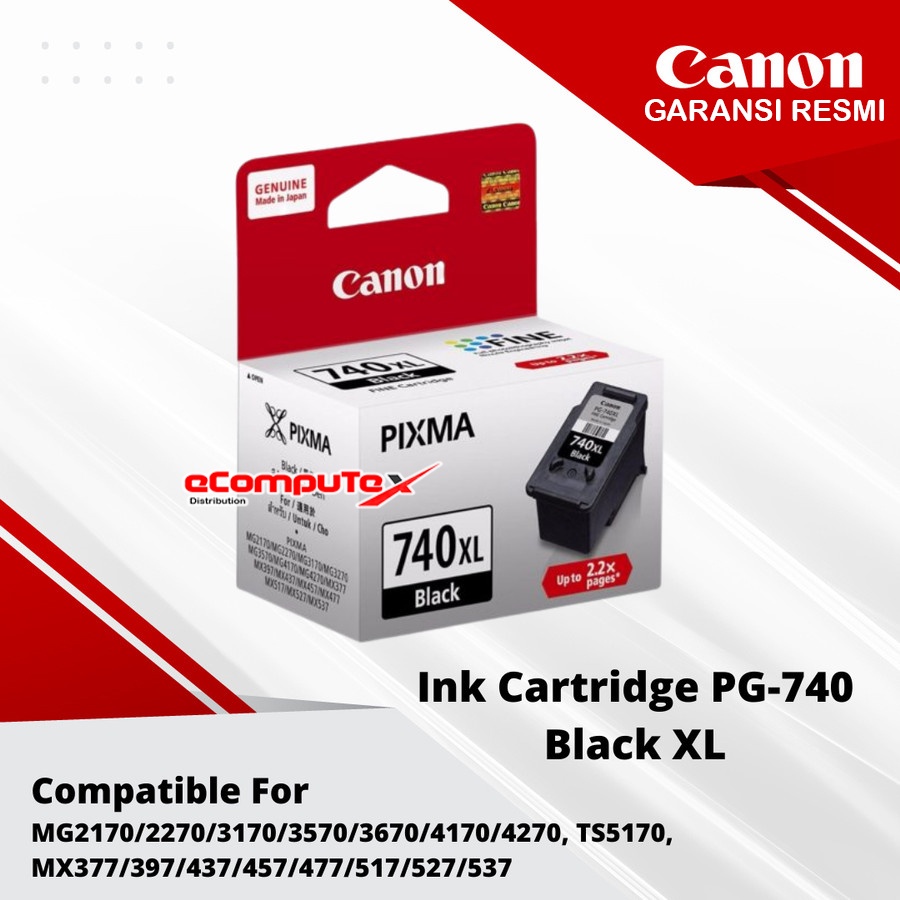 CARTRIDGE CANON PG 740 XL BLACK / TINTA CATRIDGE CANON PG740XL HITAM ORIGINAL - RESMI