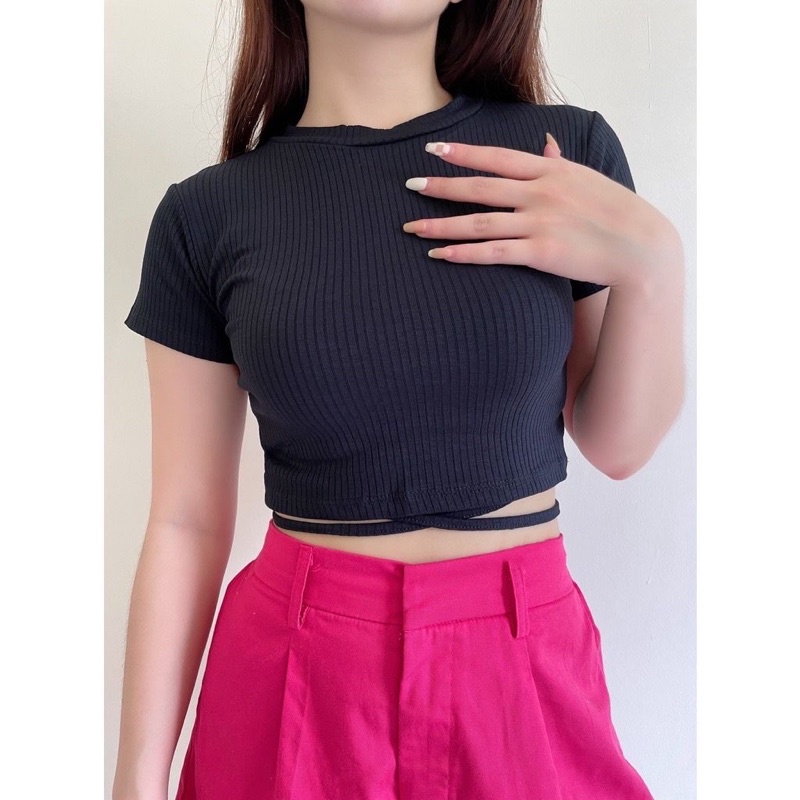 BEFAST - ZGW OOTD Kaos Crop MIYURA / MILAN SILANG CROP TOP (LD 88, P 35) / Atasan Wanita Lengan Pendek / Crop Top Polos / Trendy / Outfit Kekinian Remaja Wanita / Kaos Santai Casual / Terlaris / OOTD Ala Wanita Korean Style / Pakaian Wanita Modis