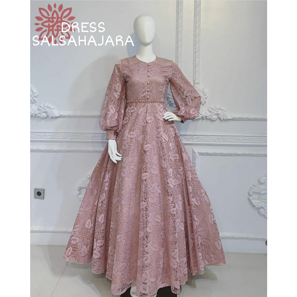 DRESS SALSAHAJARA BRUKAT / DRESS BRUKAT MEWAH / DRESS BRUKAT WANITA MODEL BARU / DRESS BRUKAT KEKINI