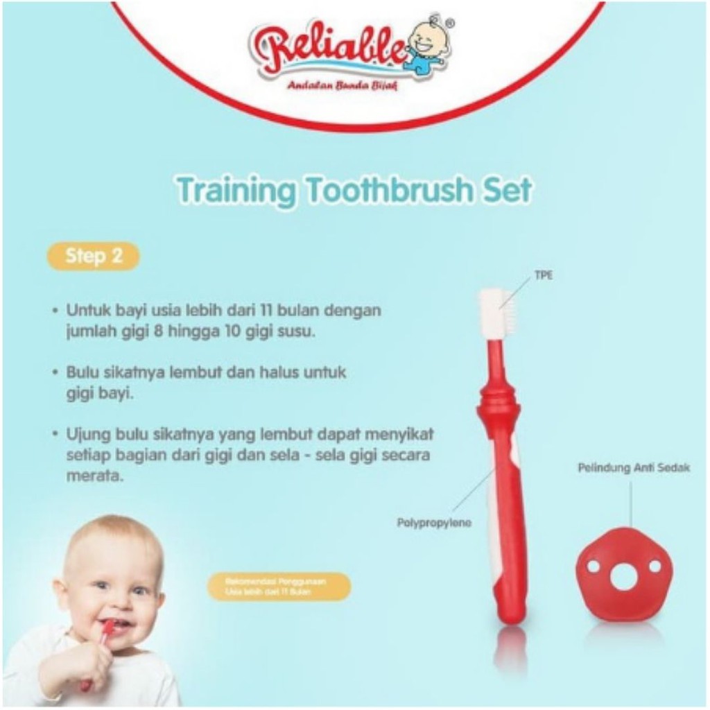 sikat gigi bayi complete set 2 in 1| set 3 in 1 | baby  training toothbrush set step 3 | reliable | Baby Safe gum massage tooth brush