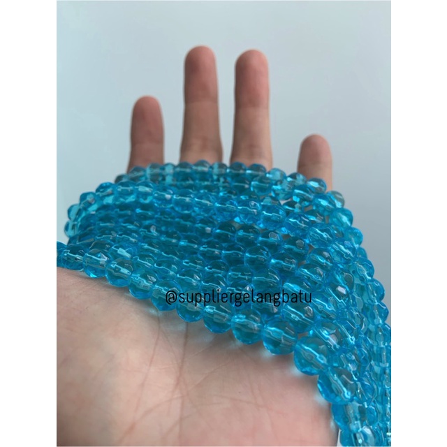 kristal bola dunia cutting 8mm BIRU muda ceko bulat craft blue quartz