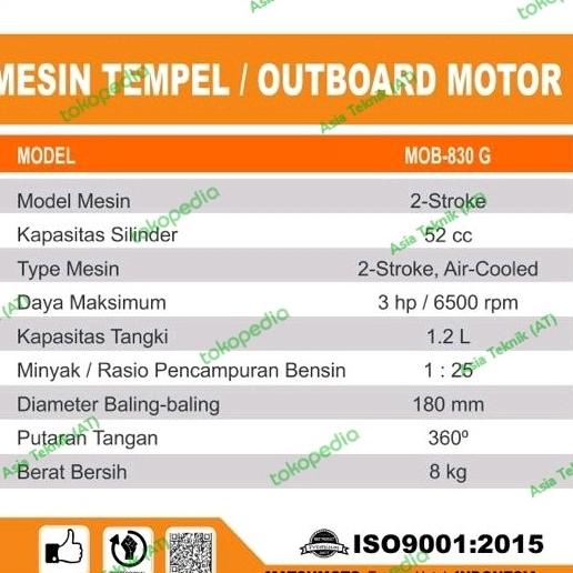 Mesin Tempel Perahu Kapal Outboard 3 Hp Matsumoto