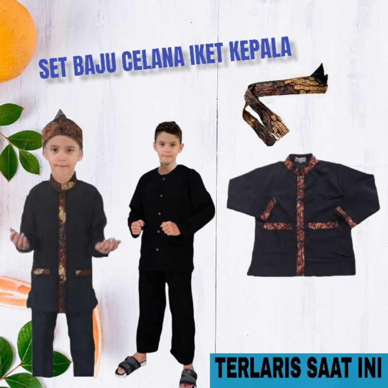 Setelan baju pangsi PLUS IKET anak umur 3-12 terlaris/setelan pangsi TK SD/baju pangsi sekolah/baju adat sunda