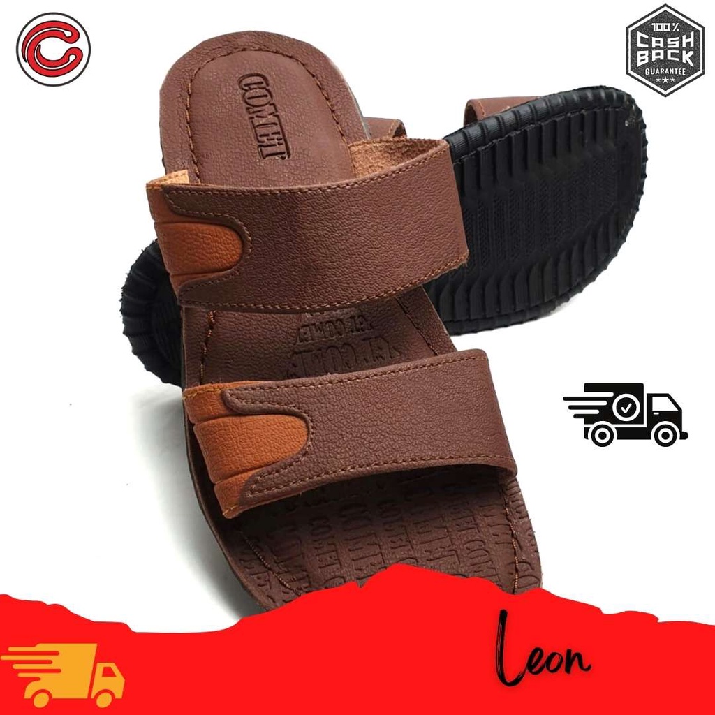 Sandal COMET Leon - Sandal COMET - Sandal Pria, Sandal Slide Kulit Asli Pria, Sandal Slide Kulit Pri
