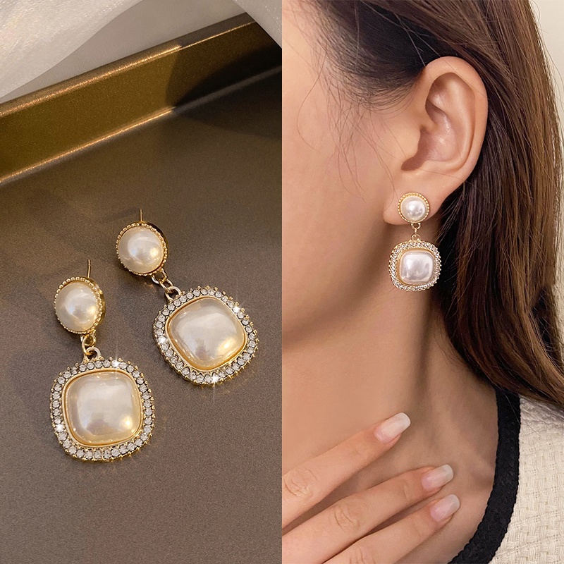 Anting Tusuk Motif Bunga Hias Mutiara Imitasi Ala Korea Untuk Wanita