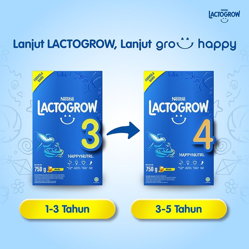 Lactogrow 3 Original, Madu dan Vanila 750gr