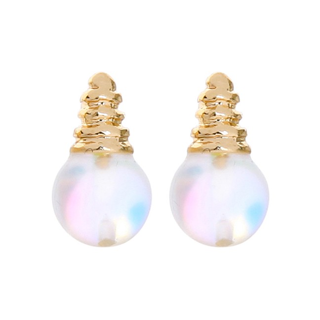 LRC Anting Tusuk Fashion Golden S925 Silver Round Shell Stud Earrings D91434