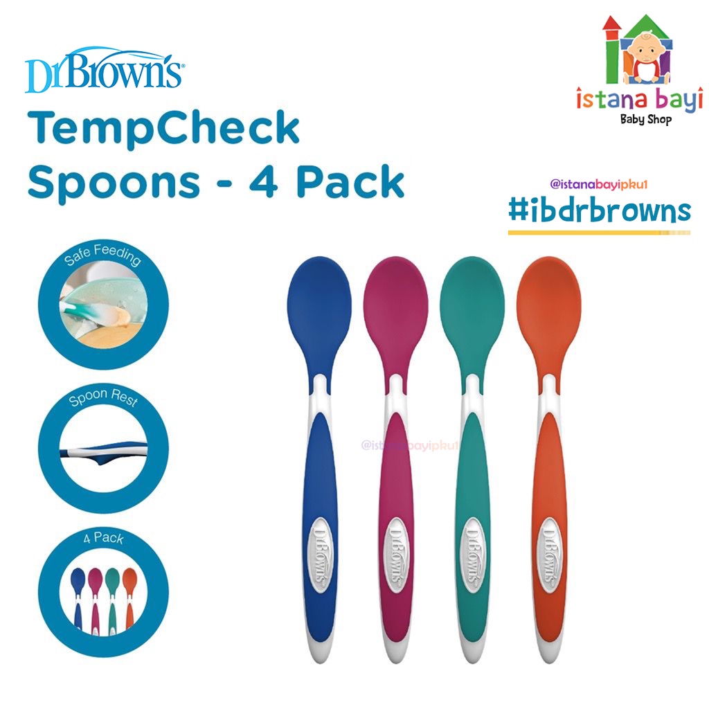 Dr.Brown's TempCheck Spoons isi 4 /Sendok makan bayi sensor panas TF024