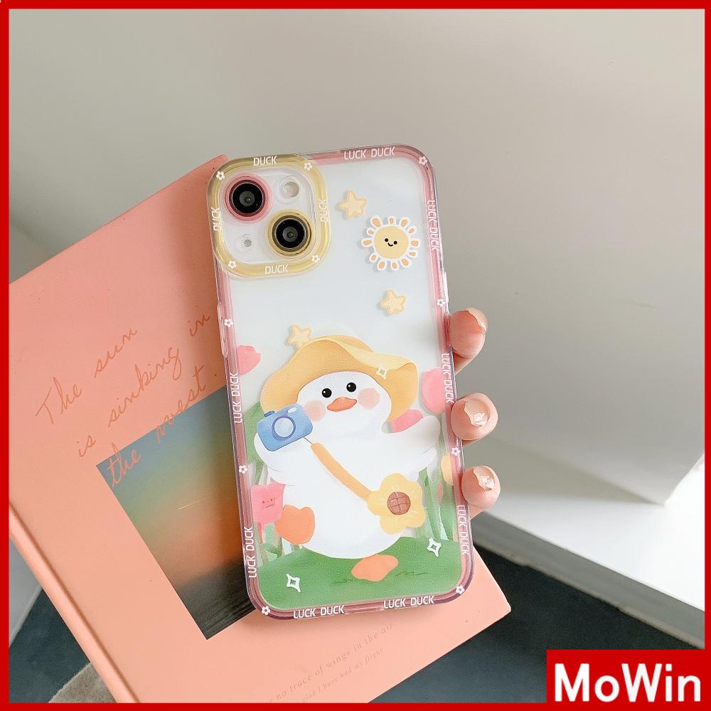 iPhone Case Silicone Soft Case Clear Case Square Edge Shockproof Protection Camera Cartoon Duck Cute Compatible For iPhone 11 iPhone 13 Pro Max iPhone 12 Pro Max iPhone 7 Plus xr