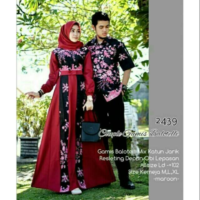 Couple Batik Gamis Balotelli Gamis JUMBO Batik Couple Termurah Asli Pekalongan Batik Kekinian