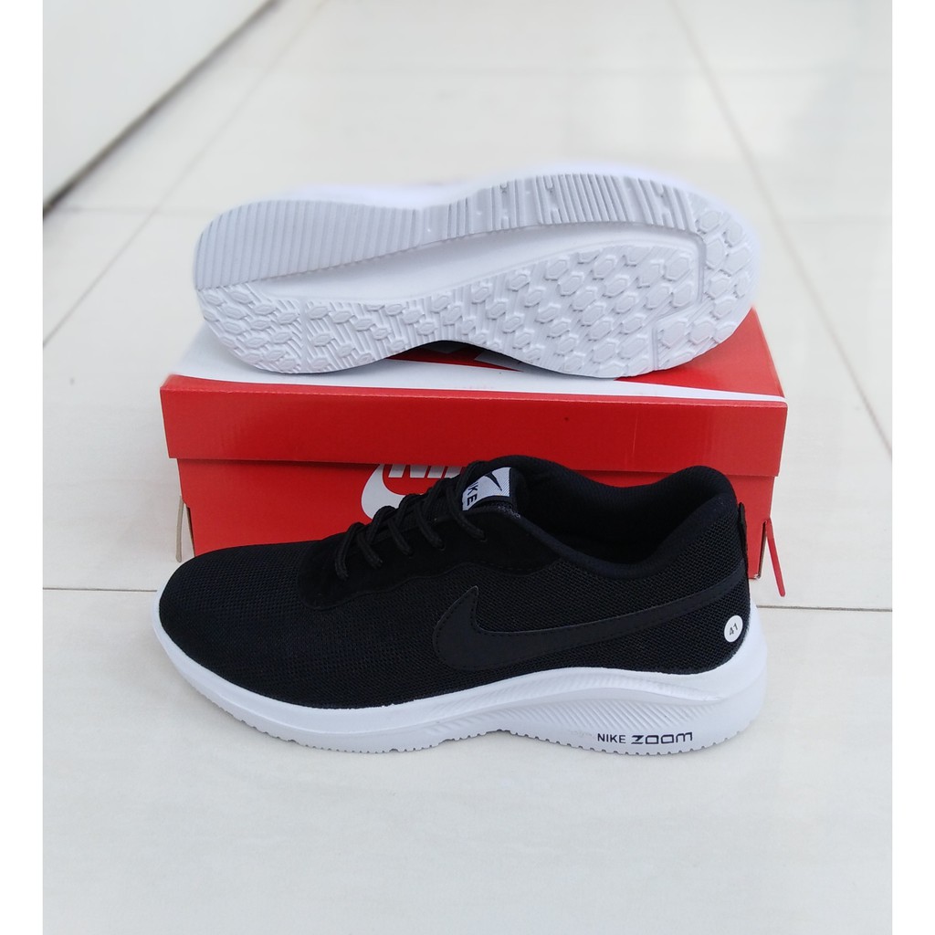 SEPATU NIKE ZOOM PRIA WANITA TERBARU HITAM PUTIH / SEPATU SNEAKERS IMPORT SEKOLAH DAN KERJA HITAM-3