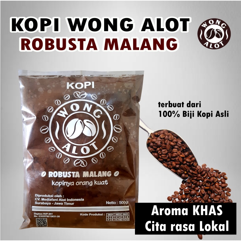 

Kopi Bubuk Robusta MEDIUM ROASTED Wong Alot 500 gram Malang