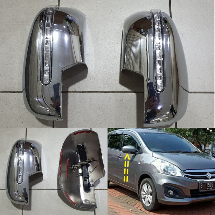 MIRROR Cover TUTUP spion MOBIL SUZUKI ERTIGA 2011 2012 2013 2014 2015 2016 2017 LAMPU LED sen kuning senja biru CHROME CROME