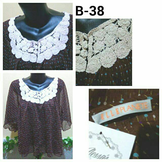AA041 - Atasan blouse Bohemian batwing kombinasi brukat brocade lace