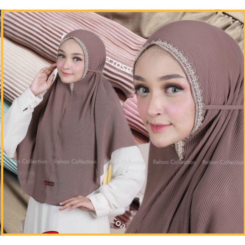 Jilbab Bergo plisket lidi RENDA prada 90x110cm Maryam Malay Plisket Prada premium