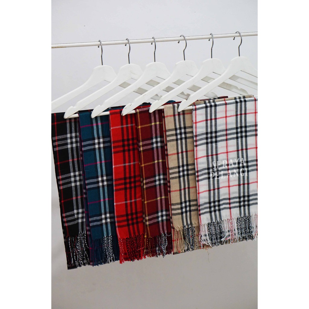 Pashmina Motif Kotak 07 | Plaid | Selendang | Scarf | Syal | Shawl | Pasmina | Souvenir | Hadiah Ulang Tahun | Birthday Gift | Aksesoris Fashion Wanita Pria | Import Quality | Grosir Murah