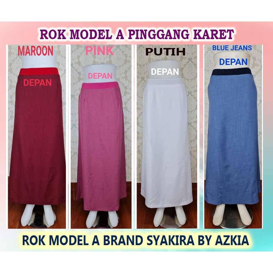 Rok Kerja Model A Full Karet warna khaki-cokelat susu-kuning-cokelat tua-dongker-hitam-Rok Wanita-Rok Kantor-Rok Kerja-Rok Kuliah-Rok untuk Formal