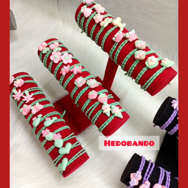 IKATAN RAMBUT KOREA - DOBEL TALI KARET PADI - (2 IN 1) - GELANG CLAY - IKAT RAMBUT KOREA - IKAT RAMB