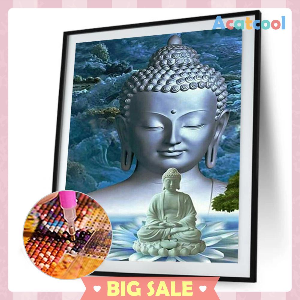 Lukisan Sulaman Berlian 5d Jahitan Bersilang Desain Buddha Model Diy