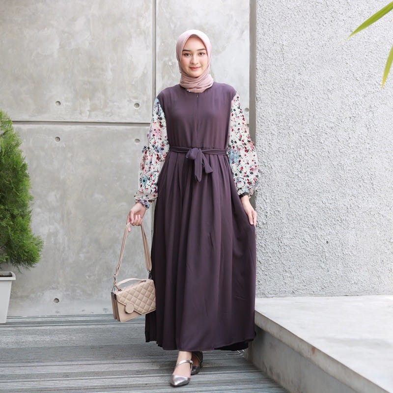 Rasel Maxi Dress / Fashion Muslim terbaru / Gamis modern-Dark Purple
