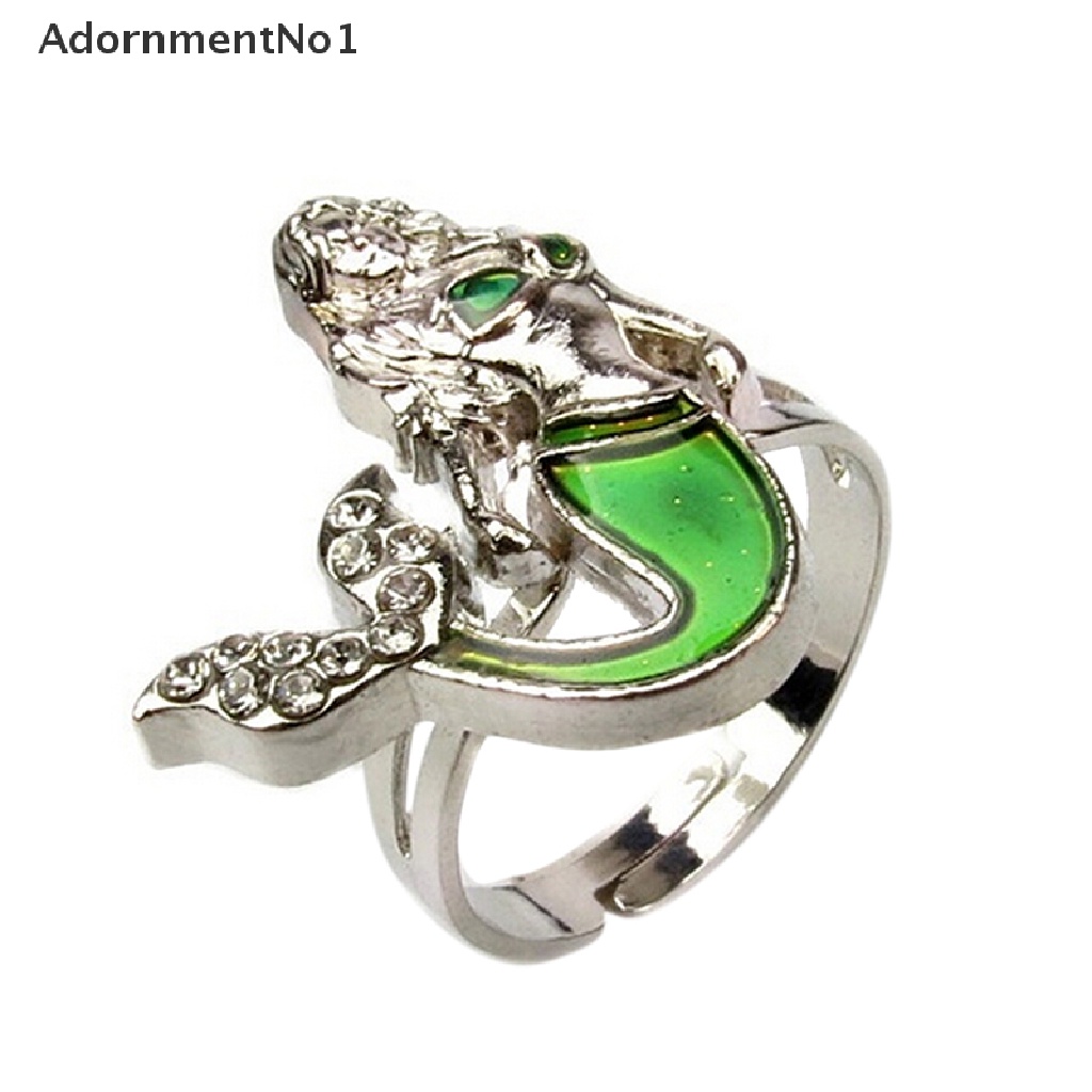 (AdornmentNo1) Cincin Mood Ring Adjustable Desain Ekor Mermaid Berubah Warna Sesuai Emosi