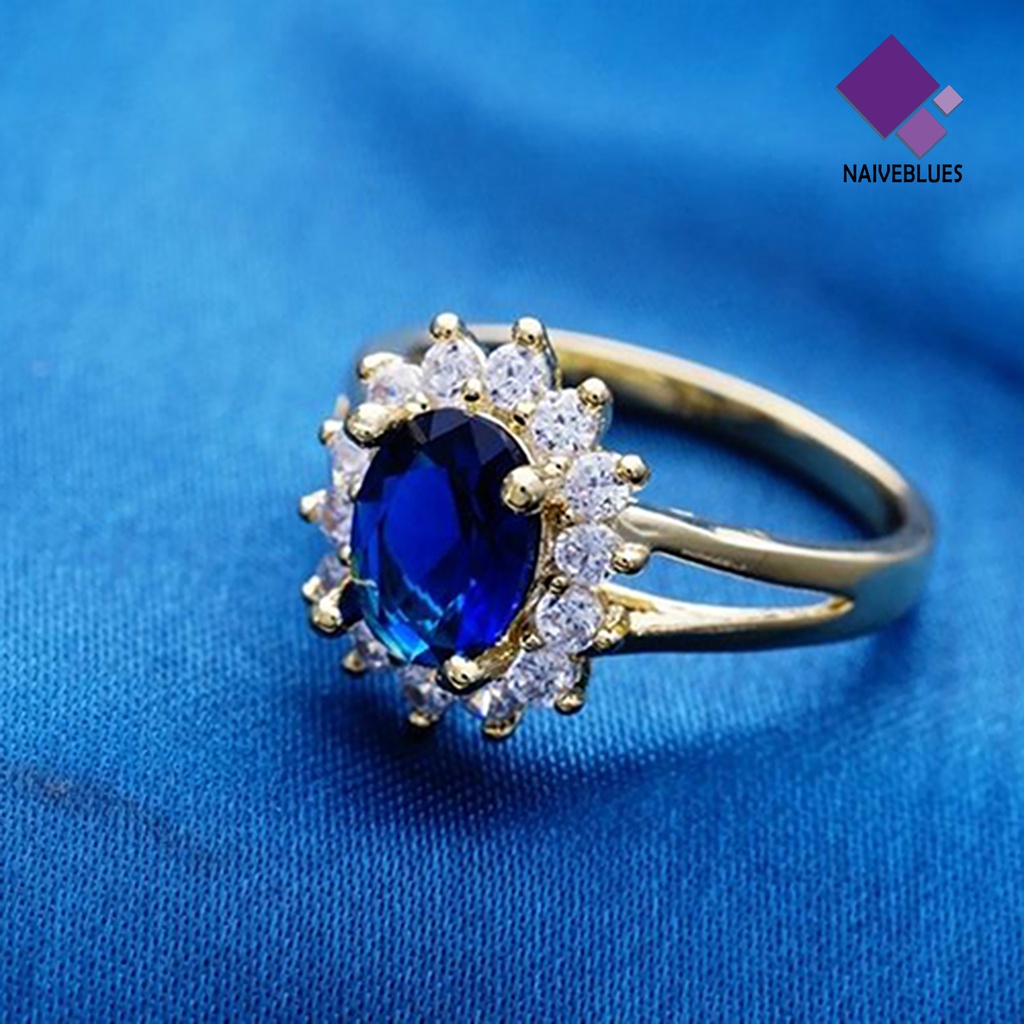 Naiveblue Cincin Berlian Imitasi Elegan Untuk Pengantin Wanita