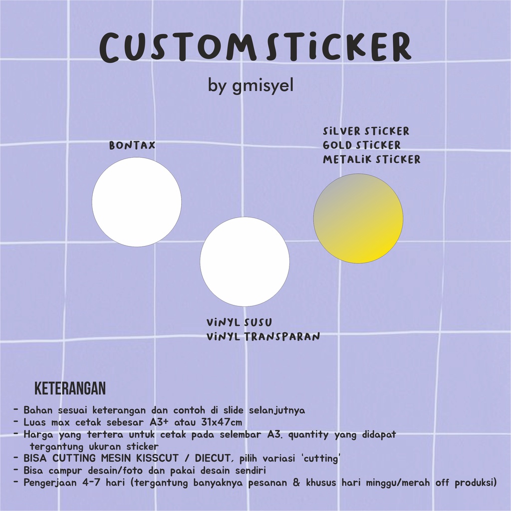 

[BACA DESC] A3+ CUSTOM CETAK STIKER BONTAX VINYL SUSU KISSCUT DIECUT