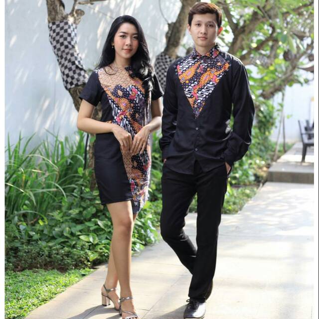 Batik Couple Sarimbit Hitam M L XL XXL