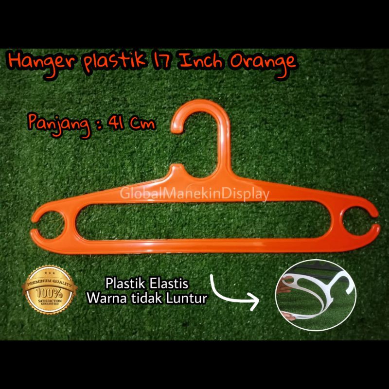 Hanger Plastik Murah 17 Inch | Hanger Plastik Hitam Tebal | Isi 12 PCS