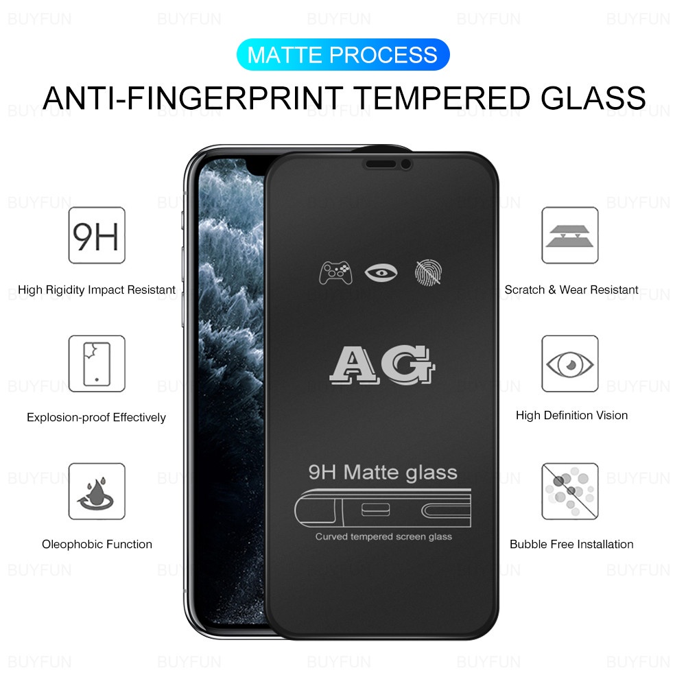 Pelindung Layar Tempered Glass 9d Frosted Untuk iPhone 11 12 13 Pro Max 12 13 Mini X XR XS Max 6S 7 8 Plus