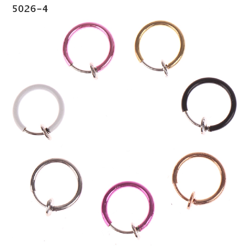 5026-4 Clip Earrings Fake Spring On Nose Clips Ring Stealth Hoop Lip Ring No Piercing 5026-4