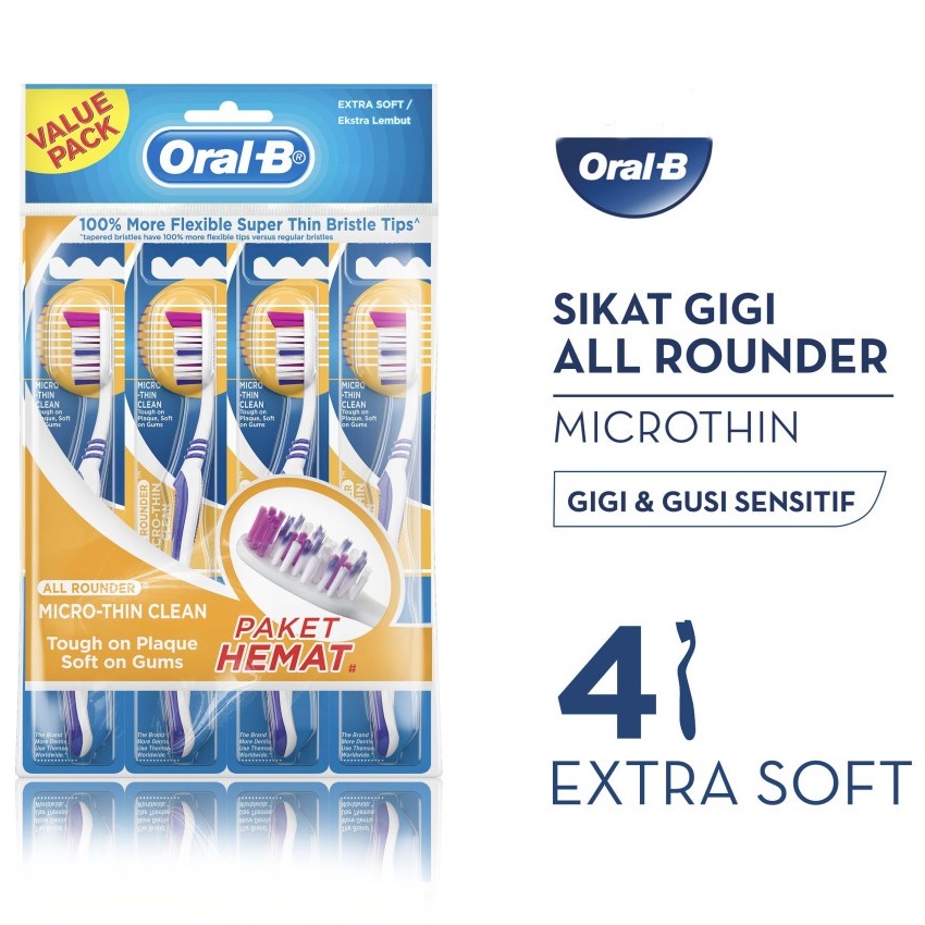 ORAL-B Sikat Gigi All Rounder Microthin Clean isi 4 Extra Soft