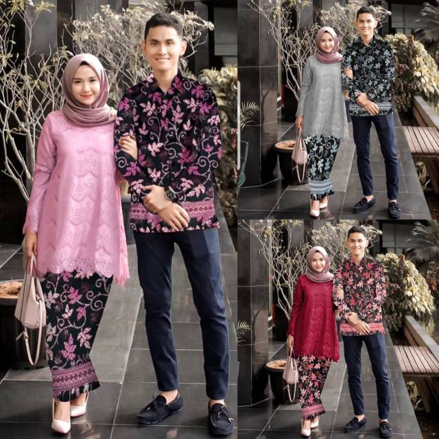 Pakaian couple setelan kebaya brukat rok batik couple kemeja batik baju couple
