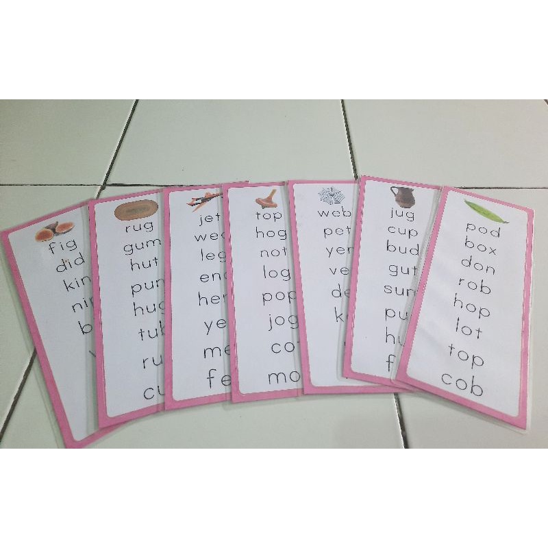 

alat peraga membaca montessori pink word list