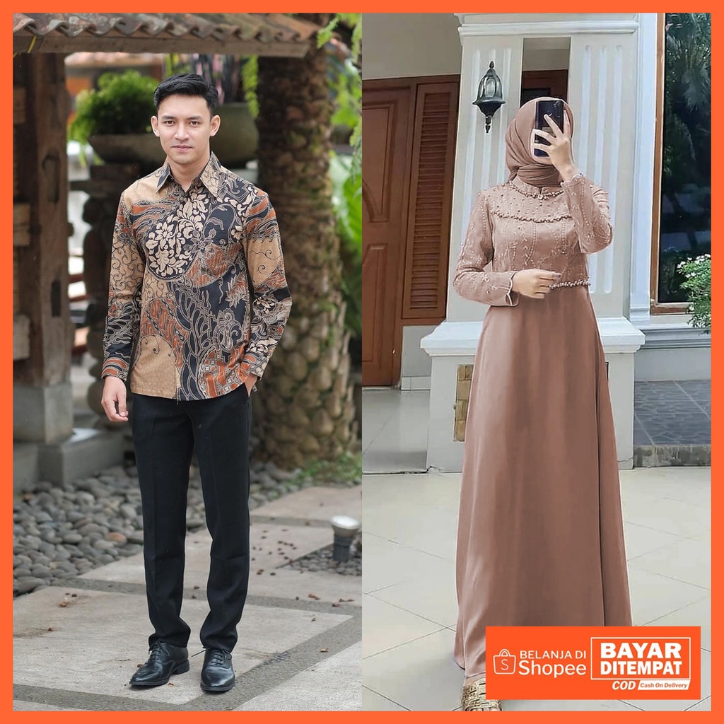 PRODUK TERBARU ! TERLARIS &amp; BISA COD | COUPLE MAXI DRESS BRUKAT OUTFIT KONDANGAN DRESS PESTA KEKININAN COUPLE GAMIS BROKAT BAJU LEBARAN