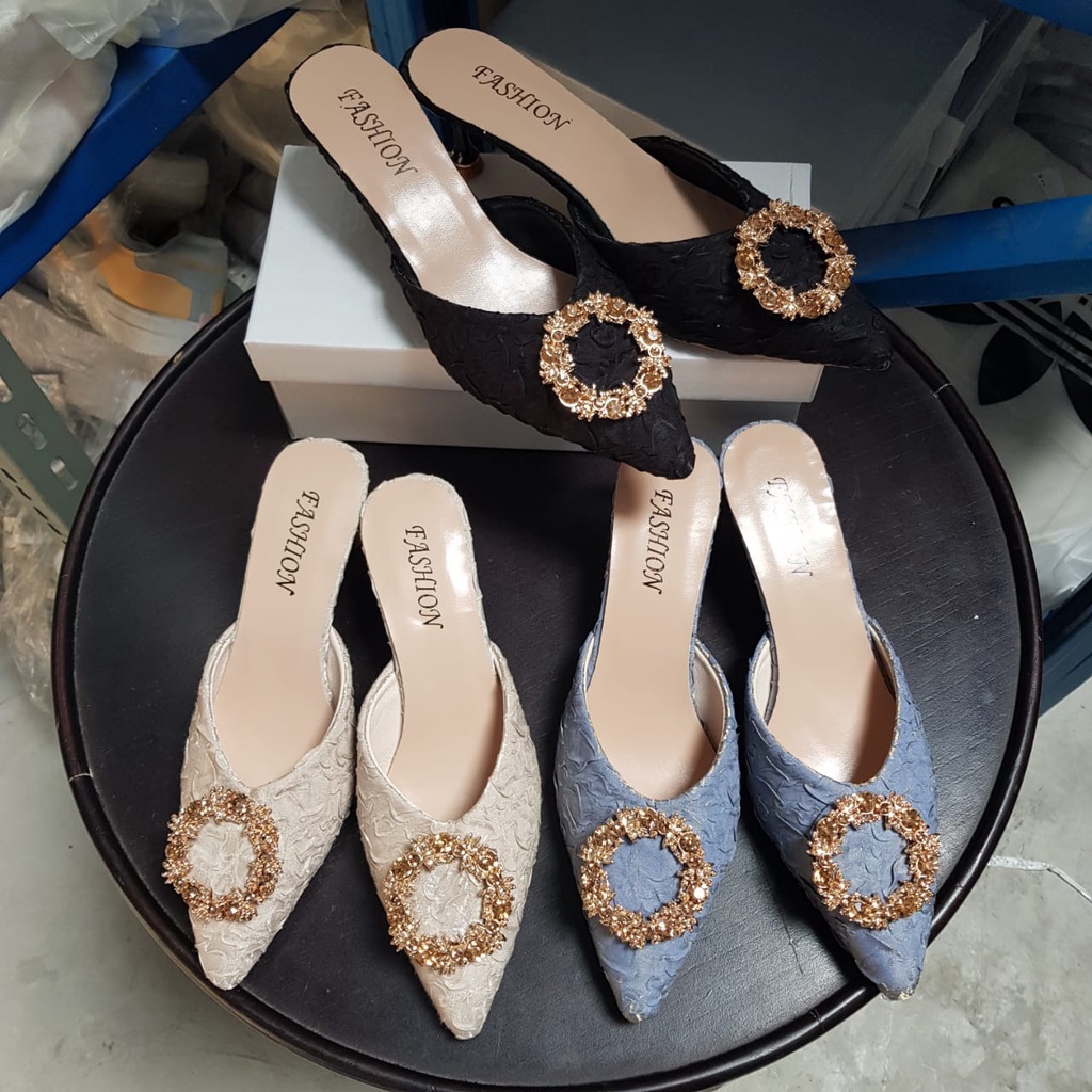 [✅BISA COD] 6720 ELEGANT PARTY MULES (REAL PICTURE)