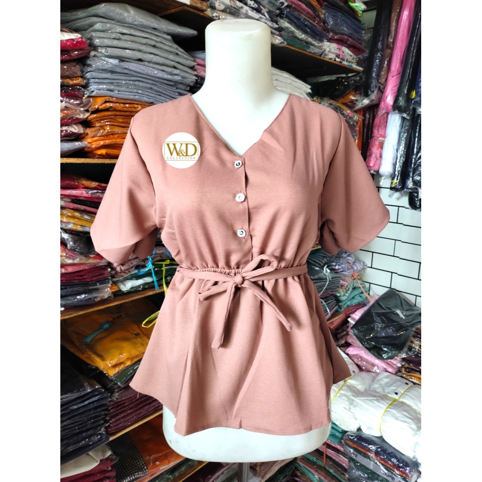 Key - 016 REBECCA Top Moscrepe Halus / Atasan Blouse Wanita / Blouse Wanita Kantor Formal Casual-Moca