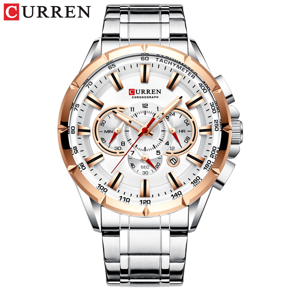 

Jam Tangan Pria Curren Pria Stainless Steel Tahan Air Menonton Fashion Olahraga 3 Dial Quartz Perhiasan