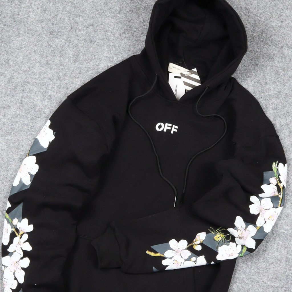 Jaket Hoodie OFF WHT CHERRY BLOSSOM – Black Edition Trendy Casual Unisex Good Brand Quality Stylish