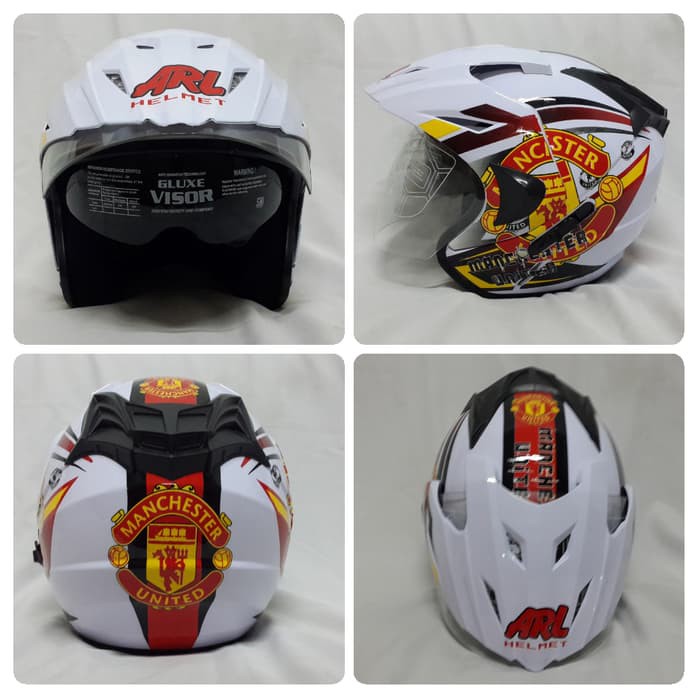 Helm Club Bola Manchester United Putih Double Visor SNI