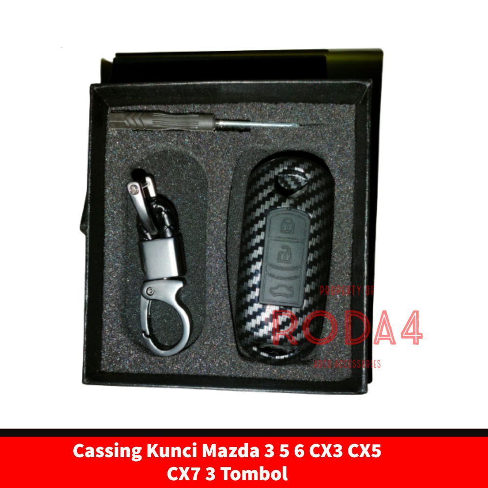 Sarung Kunci Mobil Casing Carbon Mazda 2 CX3 CX5 CX7 CX9 3 Tombol